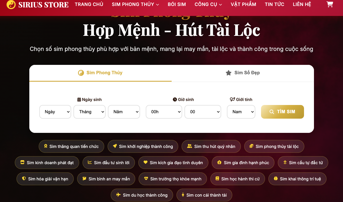 Theme Huyền Học Sirius - Giao diện website phong thủy huyền học