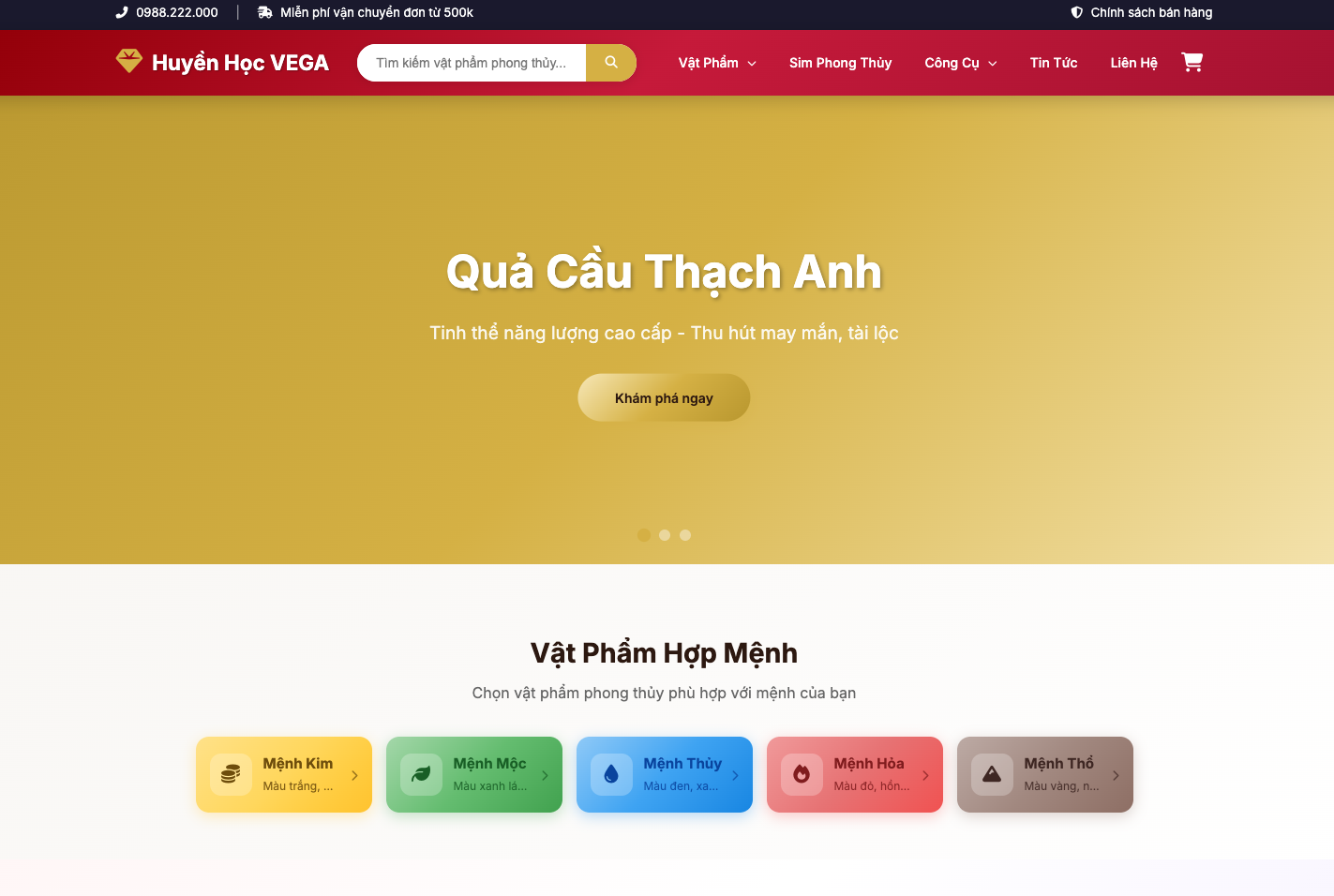 Theme Huyền Học Vega - Giao diện website phong thủy huyền học