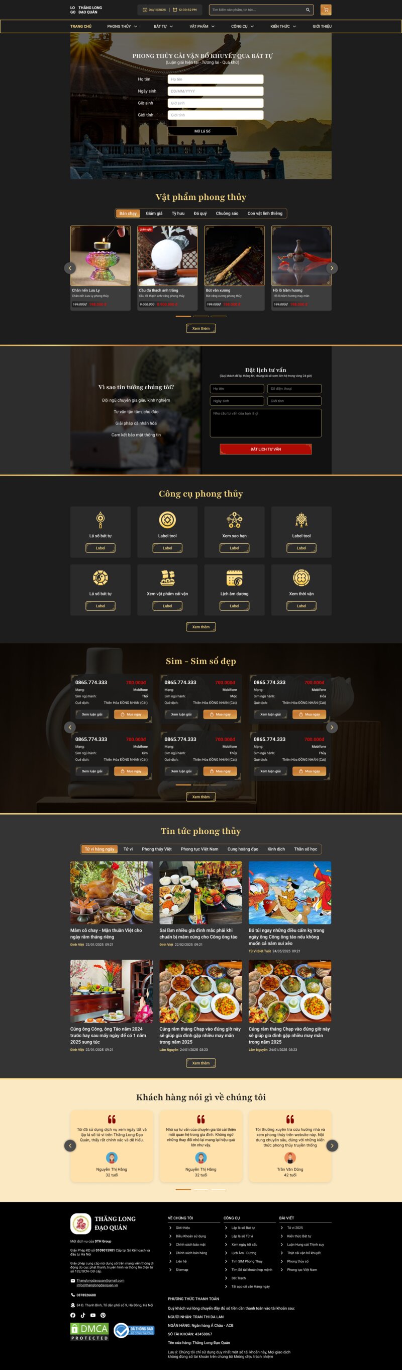 Theme Huyền Học Orion - Giao diện website phong thủy huyền học