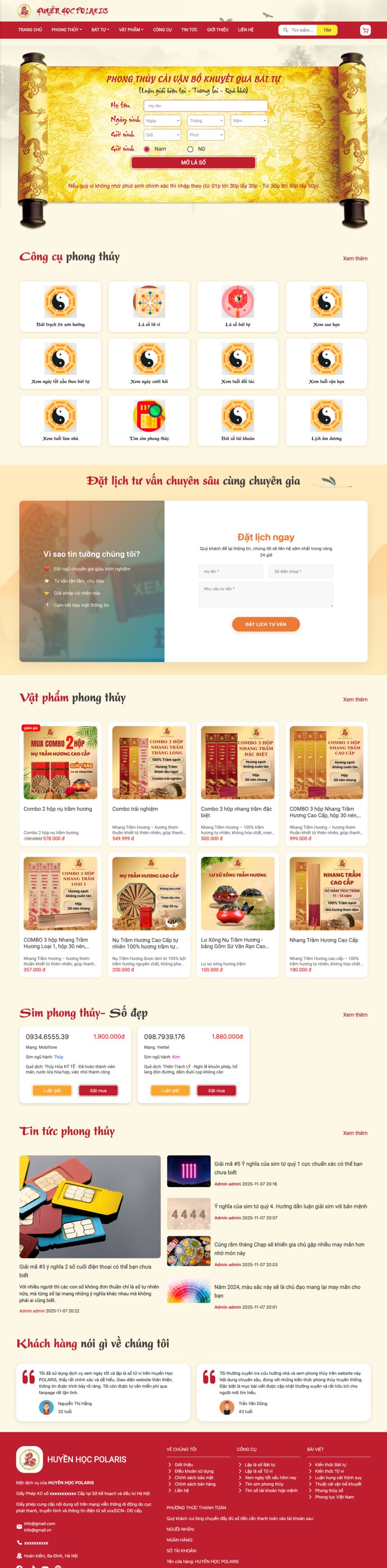 Theme Huyền Học Polaris - Giao diện website phong thủy huyền học